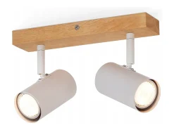 Online NETTLIFE Luz de techo con 2 bombillas de madera GU10, blanca, lámpara de pasillo interior moderna, con un ángulo de 350° para salón y dormitorio. Marru00f3n