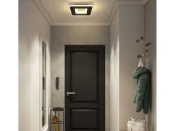 NETTLIFE Plafón^Luz de techo LED 23W 24cm lámpara de cocina blanca cálida diseño moderno lámpara cuadrada de dormitorio pasillo para sala de estar Negro