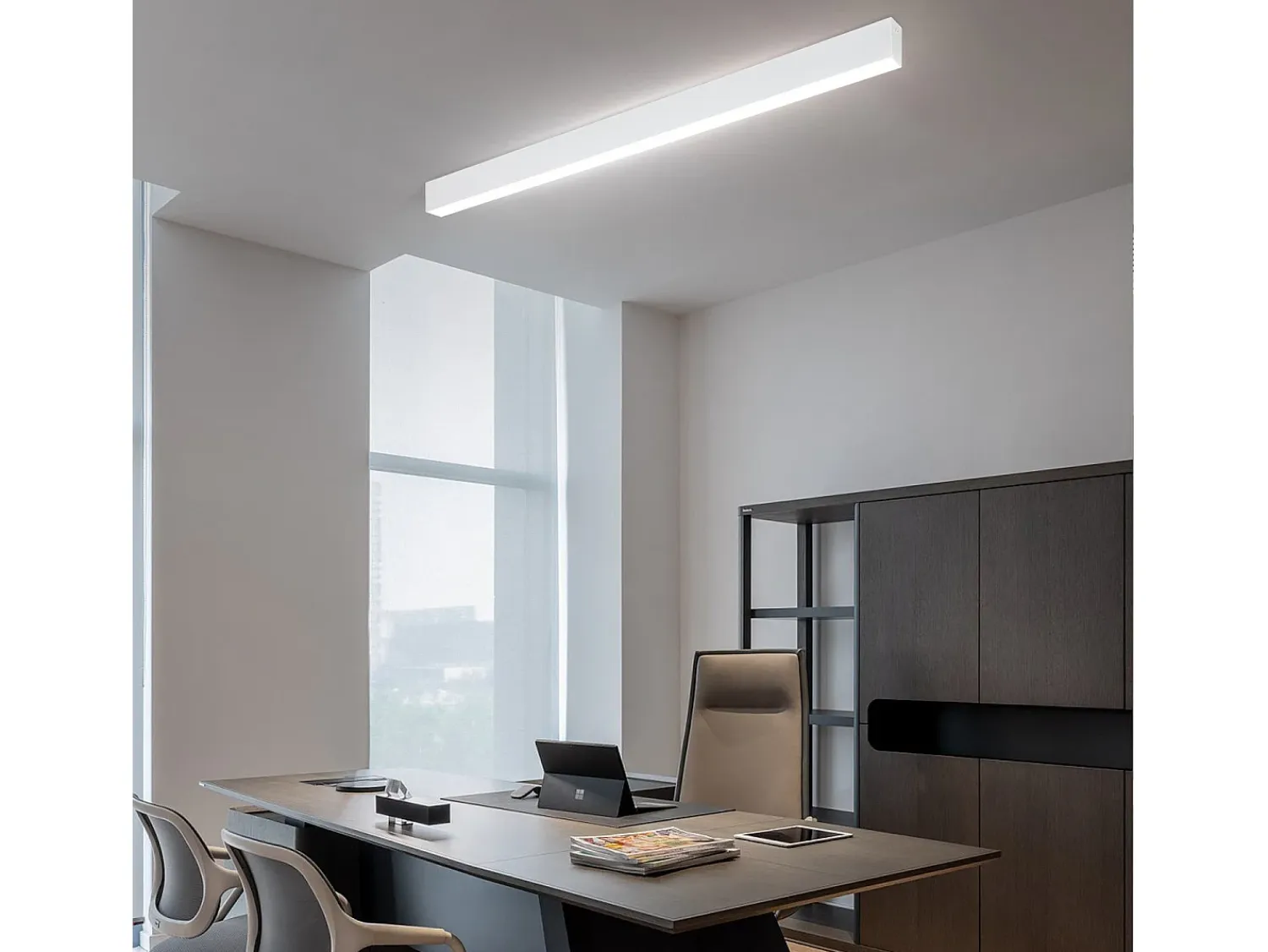 Online NETTLIFE Luz de Techo LED Negra Moderna 107 CM de Largo Regulable con Control Remoto Lámpara de Escritorio Panel de 32 W para Dormitorio Negro