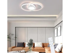 NETTLIFE Plafón^Luz de Techo LED Regulable con Control Remoto 48W Diseño para el Salón Dormitorio Lámpara Moderna para Cocina Oficina Blanco