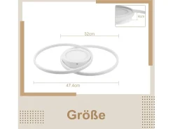 NETTLIFE Plafón^Luz de Techo LED Regulable con Control Remoto 48W Diseño para el Salón Dormitorio Lámpara Moderna para Cocina Oficina Blanco