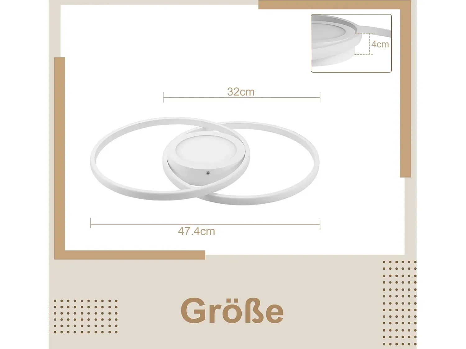 NETTLIFE Plafón^Luz de Techo LED Regulable con Control Remoto 48W Diseño para el Salón Dormitorio Lámpara Moderna para Cocina Oficina Blanco