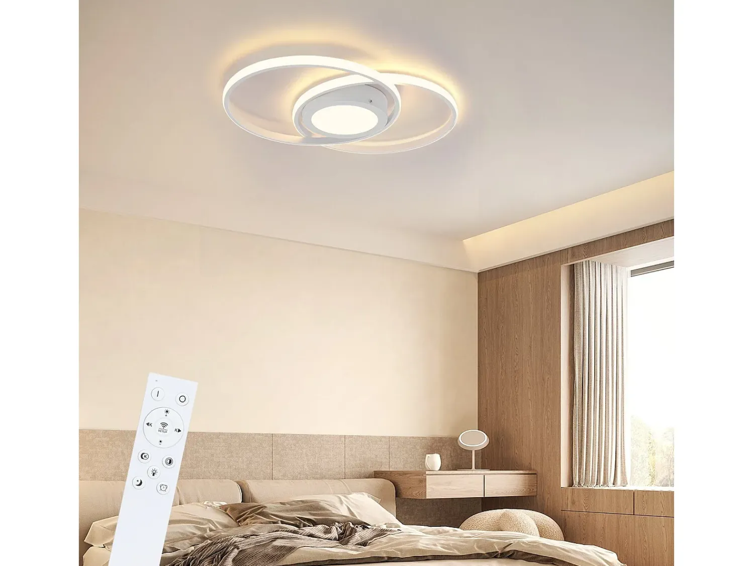 NETTLIFE Plafón^Luz de Techo LED Regulable con Control Remoto 48W Diseño para el Salón Dormitorio Lámpara Moderna para Cocina Oficina Blanco