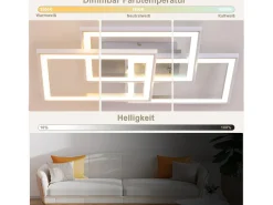 NETTLIFE Plafón^Luz de Techo LED RGB Lámpara de Dormitorio Moderna Regulable con Control Remoto 45W Geométrica para Sala Comedor Blanco