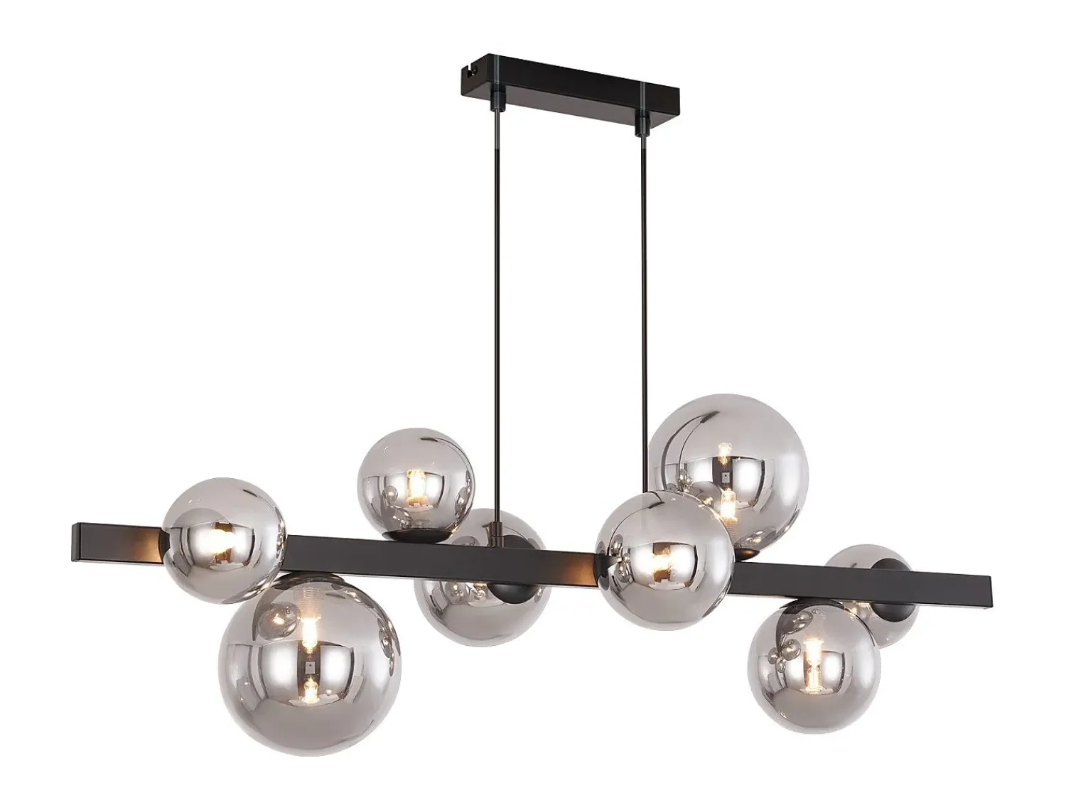 Clearance NETTLIFE Mesa de comedor suspendida, lámpara de techo para salón, suspensión G9, suspensión de 8 bombillas transparentes. Gris antracita