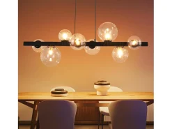 Clearance NETTLIFE Mesa de comedor suspendida, lámpara de techo para salón, suspensión G9, suspensión de 8 bombillas transparentes. Gris antracita