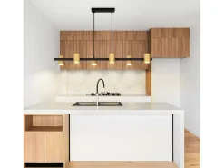 Clearance NETTLIFE Mesa de comedor colgante. Lámpara colgante de 6 bombillas negras GU10, industrial de metal. Dorado