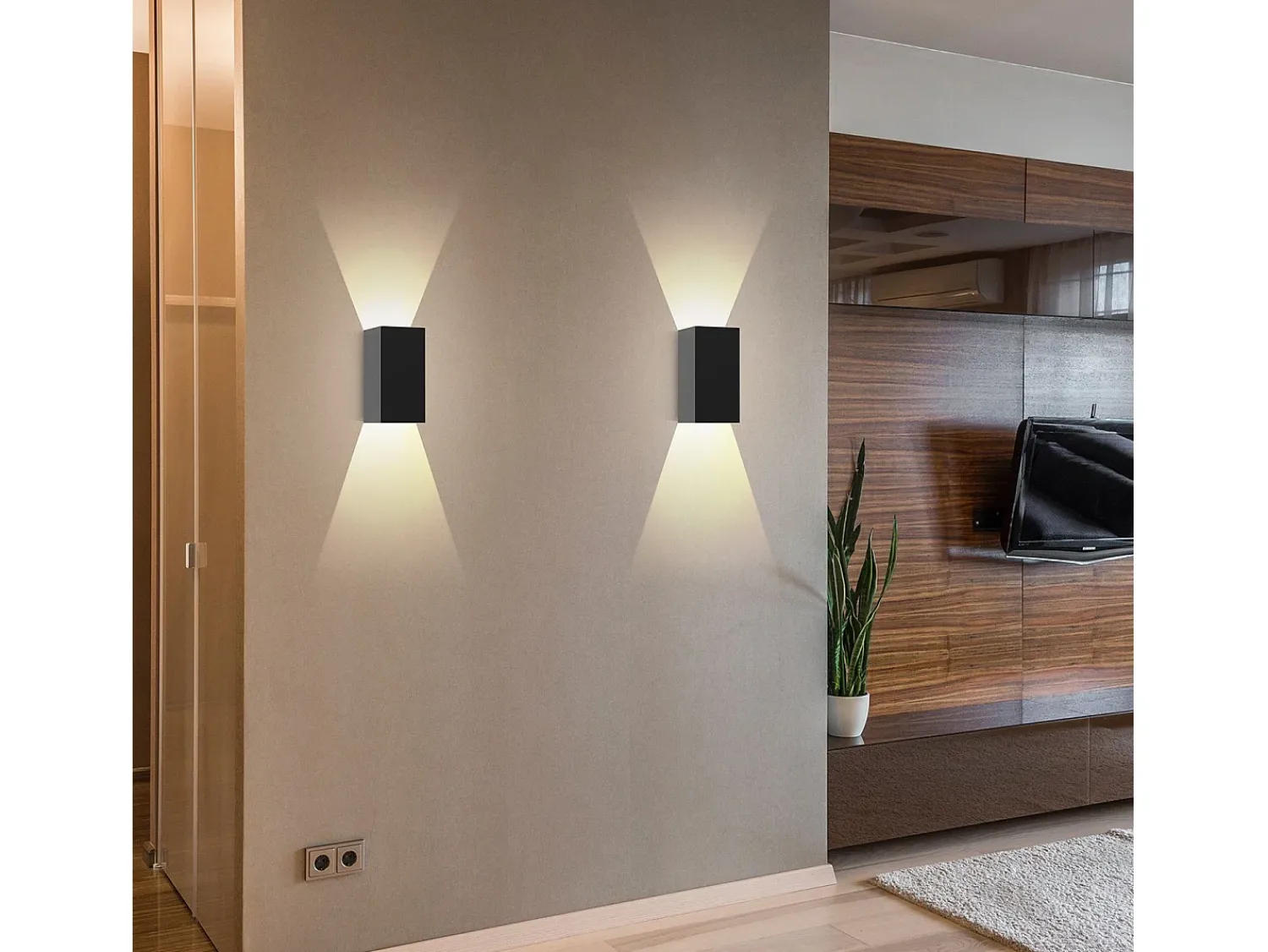 Outlet NETTLIFE Pack de 2 Aplique LED para exterior e interior: iluminación de pared negra, lámpara exterior, pared de casa 5 W IP65 blanco cálido 3000 K Negro