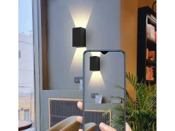 Outlet NETTLIFE Pack de 2 Aplique LED para exterior e interior: iluminación de pared negra, lámpara exterior, pared de casa 5 W IP65 blanco cálido 3000 K Negro