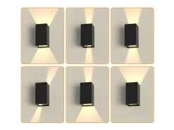 Outlet NETTLIFE Pack de 2 Aplique LED para exterior e interior: iluminación de pared negra, lámpara exterior, pared de casa 5 W IP65 blanco cálido 3000 K Negro
