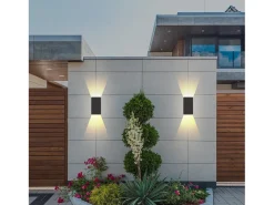 Outlet NETTLIFE Pack de 2 Aplique LED para exterior e interior: iluminación de pared negra, lámpara exterior, pared de casa 5 W IP65 blanco cálido 3000 K Negro
