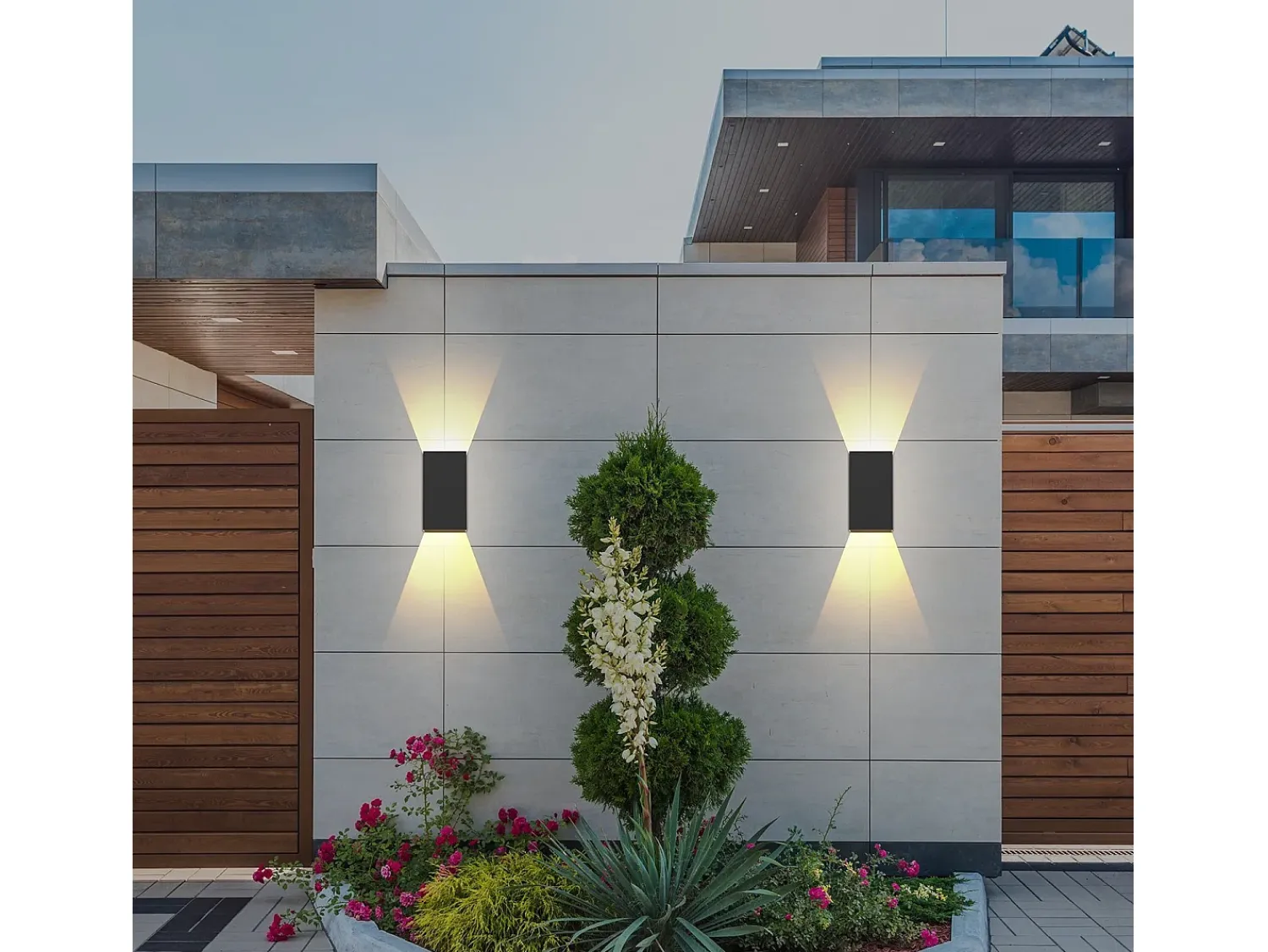 Outlet NETTLIFE Pack de 2 Aplique LED para exterior e interior: iluminación de pared negra, lámpara exterior, pared de casa 5 W IP65 blanco cálido 3000 K Negro
