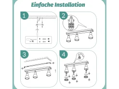 Best NETTLIFE Plafófono moderno: 3 focos del techo orientables de metal, plafófono GU10, para habitación, comedor, sin bombilla. Blanco