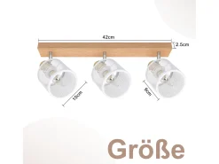 NETTLIFE Plafón^Plafón con 3 focos , aspecto de madera - plafón E14 giratorio 350° con un máximo de 4 bombillas de 25w, moderno para sala, dormitorio, cocina. Blanco