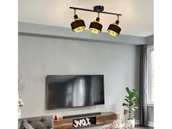 Clearance NETTLIFE Plafón de 3 focos E14 vintage con llama retro dormitorio en metal dorado ajustable industrial para cocina Negro