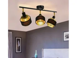 Clearance NETTLIFE Plafón de 3 focos E14 vintage con llama retro dormitorio en metal dorado ajustable industrial para cocina Negro