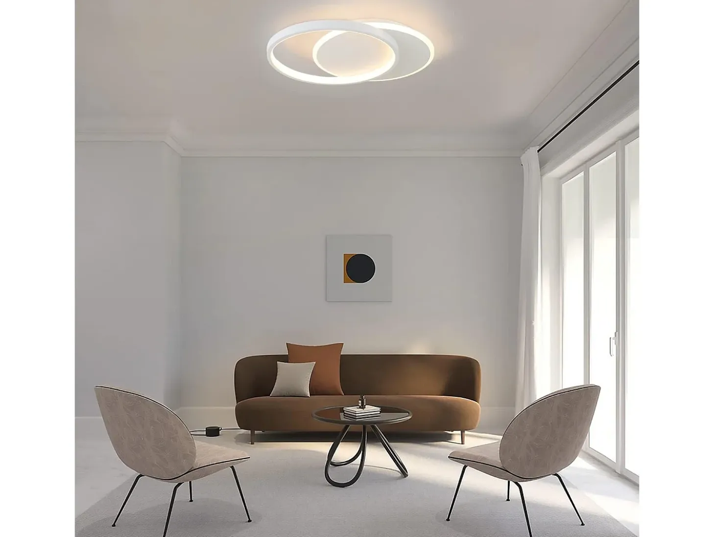 NETTLIFE Plafón LED Ajustable con Telécontrol, Blanco. Plafón de 35W, Moderno, Plano y Redondo, de 41 cm de Diámetro.