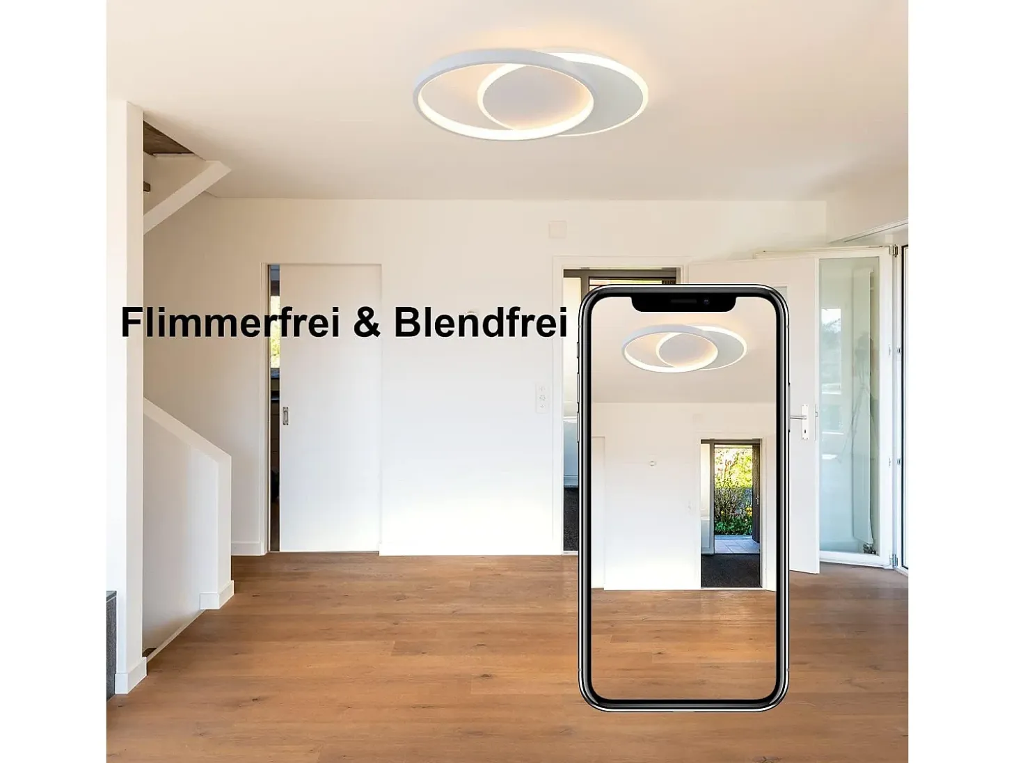 NETTLIFE Plafón LED Ajustable con Telécontrol, Blanco. Plafón de 35W, Moderno, Plano y Redondo, de 41 cm de Diámetro.