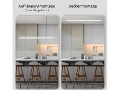 NETTLIFE, plafón LED de 120 cm para ambiente húmedo, 36 W, IP65, blanco neutro, 4000K.