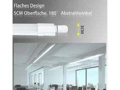 NETTLIFE, plafón LED de 120 cm para ambiente húmedo, 36 W, IP65, blanco neutro, 4000K.