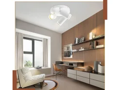 NETTLIFE Plafón^Plafón LED de 3 llama - Plafón GU10 Foco giratorio Aplique de madera Foco de pared para salón dormitorio Sin bombilla Blanco