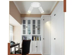 NETTLIFE Plafón^Plafón LED de 2 llama - Plafón GU10 Foco giratorio Aplique de madera Foco de pared para salón dormitorio Sin bombilla Blanco