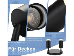 Outlet NETTLIFE Plafón LED de 2 llama - Plafón GU10 Foco giratorio Aplique de madera Foco de pared para salón dormitorio Sin bombilla Negro
