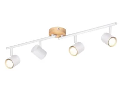 NETTLIFE Plafón^Plafón LED de 4 llama - Plafón GU10 Foco giratorio Aplique de madera Foco de pared para salón dormitorio Sin bombilla Blanco
