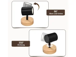 Discount NETTLIFE Plafón LED de 1 llama - Plafón GU10 Foco giratorio Aplique de madera Foco de pared para salón dormitorio MAX.40W Sin bombilla Negro