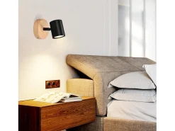 Discount NETTLIFE Plafón LED de 1 llama - Plafón GU10 Foco giratorio Aplique de madera Foco de pared para salón dormitorio MAX.40W Sin bombilla Negro