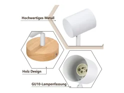 Online NETTLIFE Plafón LED de 1 llama - Plafón GU10 Foco giratorio Aplique de madera Foco de pared para salón dormitorio MAX.40W Sin bombilla Blanco