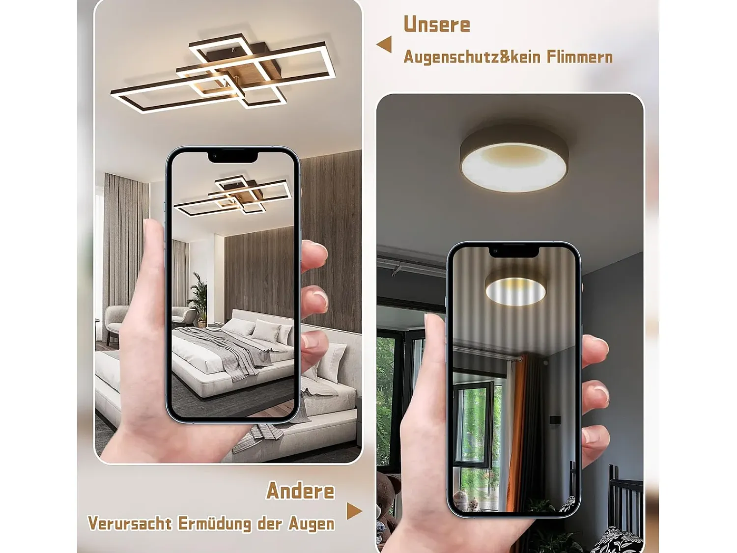 NETTLIFE Plafón^Plafón LED 3000K de madera negra, lámpara de habitación de diseño moderno, plafón de 32W de luz blanca cálida. Negro