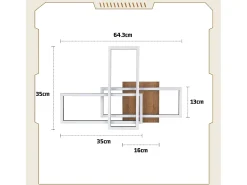 NETTLIFE Plafón^Plafón LED 3000K de madera negra, lámpara de habitación de diseño moderno, plafón de 32W de luz blanca cálida. Negro