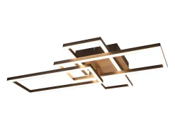 NETTLIFE Plafón^Plafón LED 3000K de madera negra, lámpara de habitación de diseño moderno, plafón de 32W de luz blanca cálida. Negro
