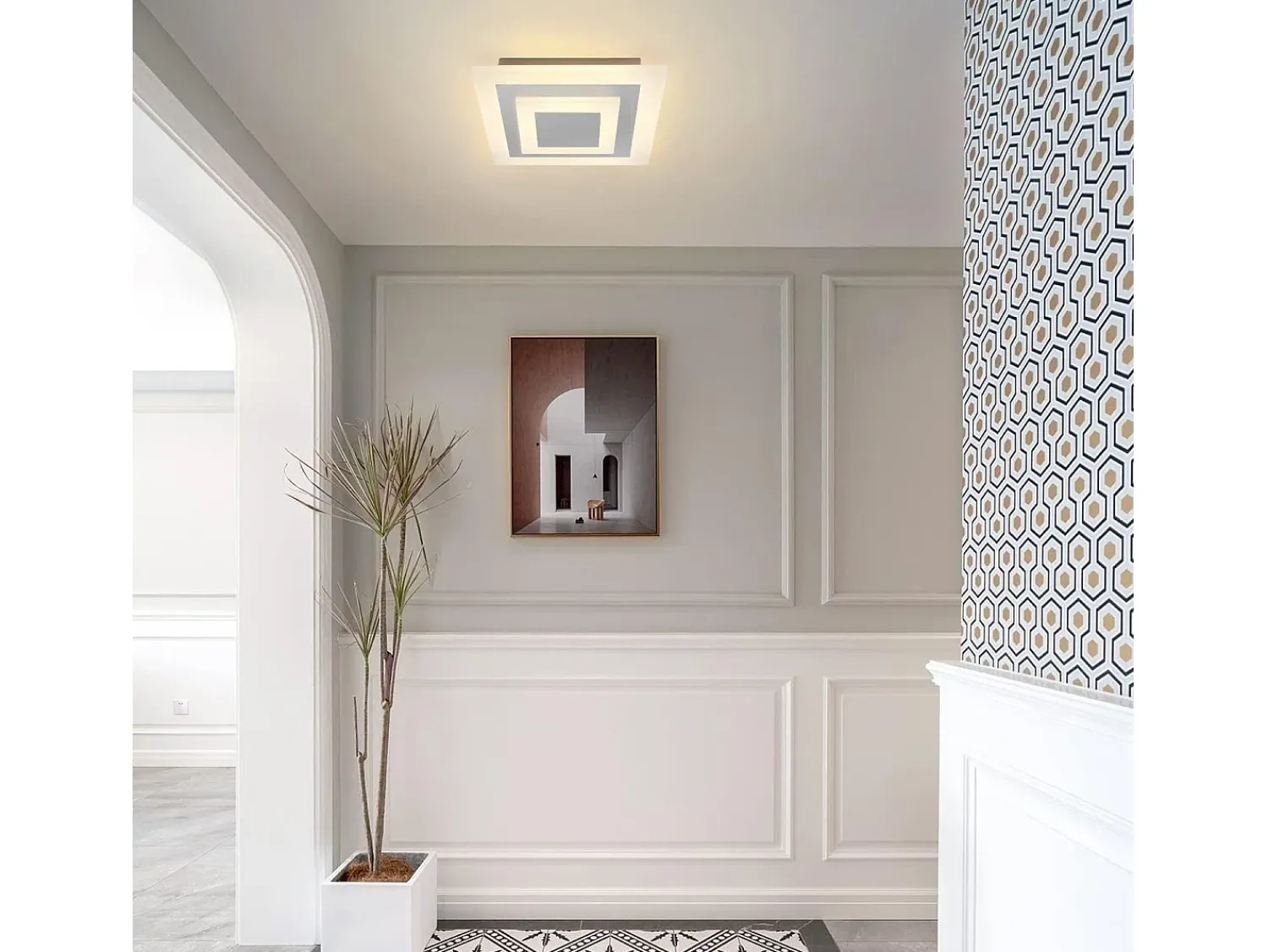 NETTLIFE Plafón^Plafón LED: Lámpara de Salón 30 cm, Lámpara de Cocina Regulable 23 W, Lámpara Moderna con Mando a Distancia para Dormitorio Blanco
