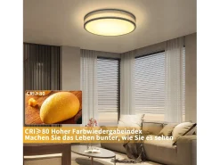NETTLIFE Plafón^Plafón LED para habitación, lámpara de techo con pantalla difusora de tejido moderno, redondo, 3000K, 12W Verde claro