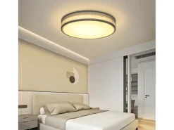 NETTLIFE Plafón^Plafón LED para habitación, lámpara de techo con pantalla difusora de tejido moderno, redondo, 3000K, 12W Verde claro