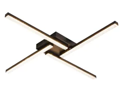 Outlet NETTLIFE Plafón LED para salón negro, plafón de 20W moderno, cristal y metal, 3000K. Blanco