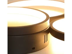 NETTLIFE Plafón^Plafón LED 22W Dormitorio Blanco Cálido con 3 Anillos Diseño Decoración Moderna para Salón Habitación Infantil Negro