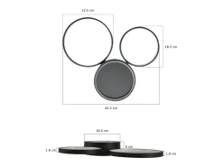 NETTLIFE Plafón^Plafón LED 22W Dormitorio Blanco Cálido con 3 Anillos Diseño Decoración Moderna para Salón Habitación Infantil Negro