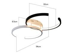 NETTLIFE Plafón^Plafón LED 37W, 54x32x8,5cm Moderno Regulable con Mando a Distancia Lámpara de Salón de Diseño de Metal para Dormitorio Oficina Blanco