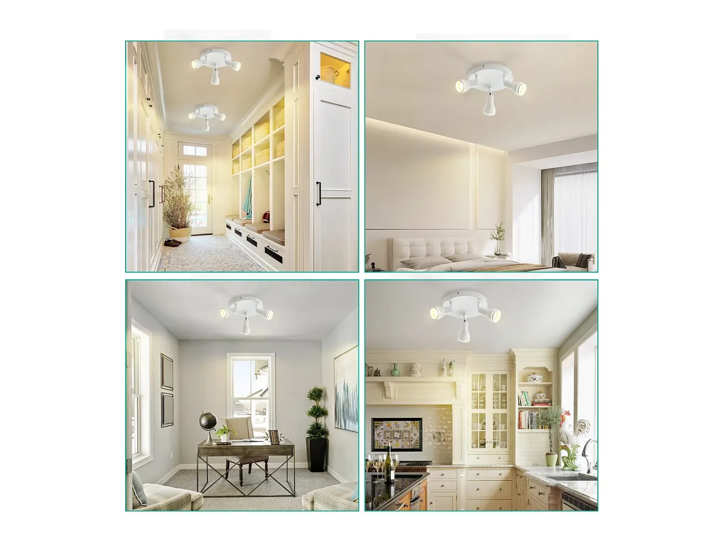 NETTLIFE Plafóndaro Blanco moderno: 3 focos orientables de techo de metal, plafóndaro GU10, para habitación, comedor, sin bombilla.