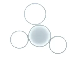 NETTLIFE Plafón^Plafóndaro LED con control remoto regulable de intensidad, 52W moderno con 4 aros metálicos. Blanco