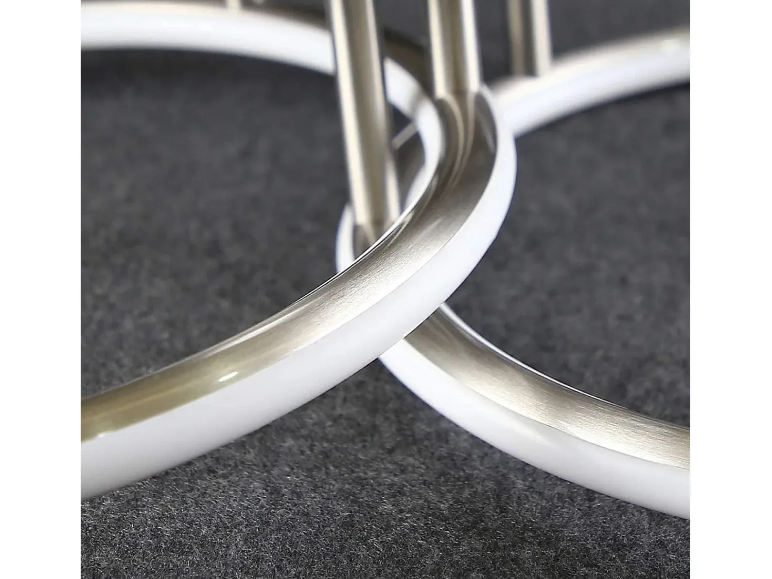 NETTLIFE Plafón^Plafóndido LED Moderno, Diseño de Anillos, Luz Blanca Cálida 3000K, 41W, 3 Llames. Plateado