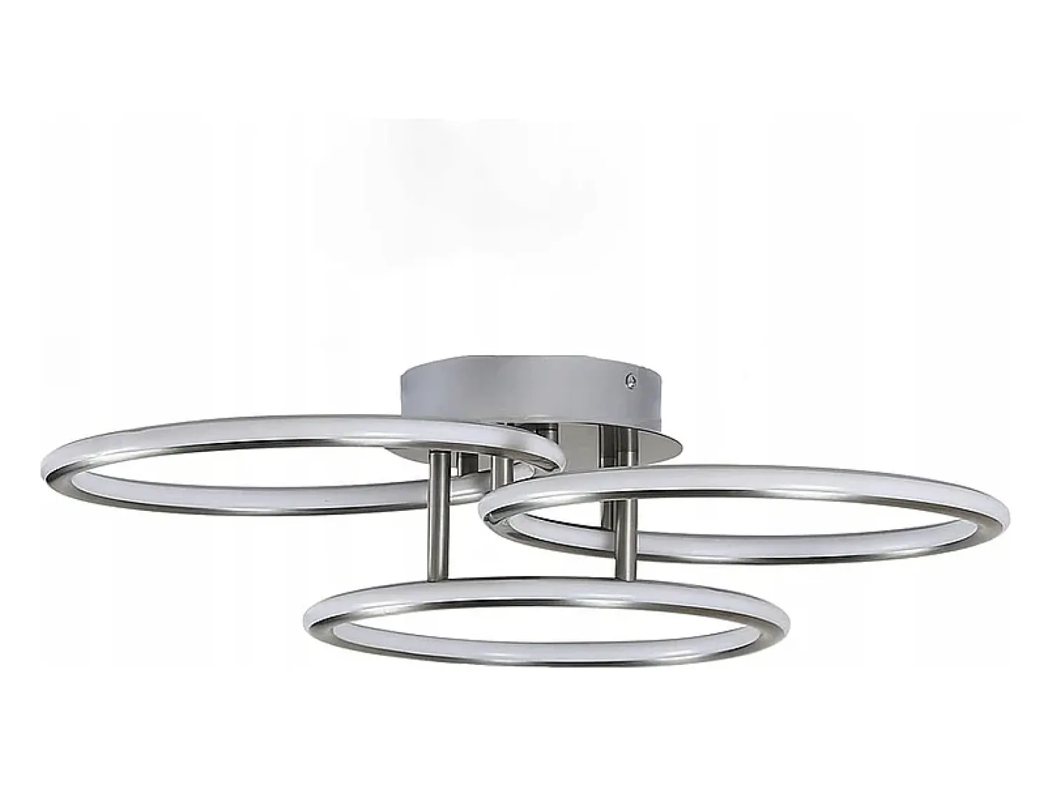 NETTLIFE Plafón^Plafóndido LED Moderno, Diseño de Anillos, Luz Blanca Cálida 3000K, 41W, 3 Llames. Plateado