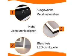 NETTLIFE Plafón^Plafóndrico LED de 32W, blanco cálido moderno, 3000K. Negro