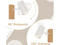 NETTLIFE Plafón^Plafónero de techo, 1 bombilla, lámpara de pasillo de madera, pasillo blanco, moderno plafónero de metal, GU10, 350° para. Marru00f3n