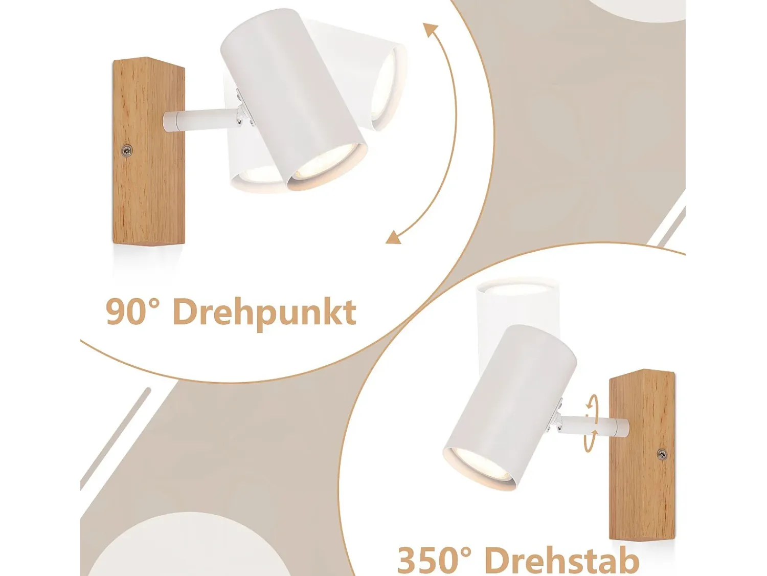 NETTLIFE Plafón^Plafónero de techo, 1 bombilla, lámpara de pasillo de madera, pasillo blanco, moderno plafónero de metal, GU10, 350° para. Marru00f3n