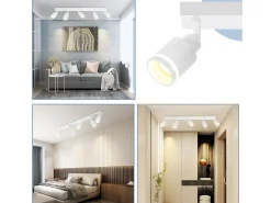 NETTLIFE Plafón^Plafonario moderno: 5 focos orientables de techo en metal, plafonario GU10, para dormitorio, comedor, sin bombilla. Blanco