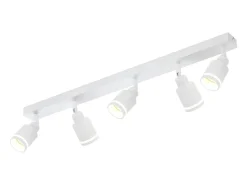 NETTLIFE Plafón^Plafonario moderno: 5 focos orientables de techo en metal, plafonario GU10, para dormitorio, comedor, sin bombilla. Blanco